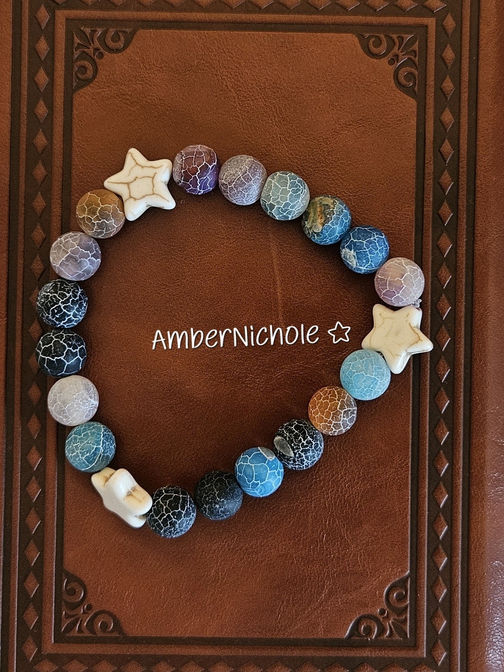 Multicolor☆Beaded Stretch Bracelet with Star Charms